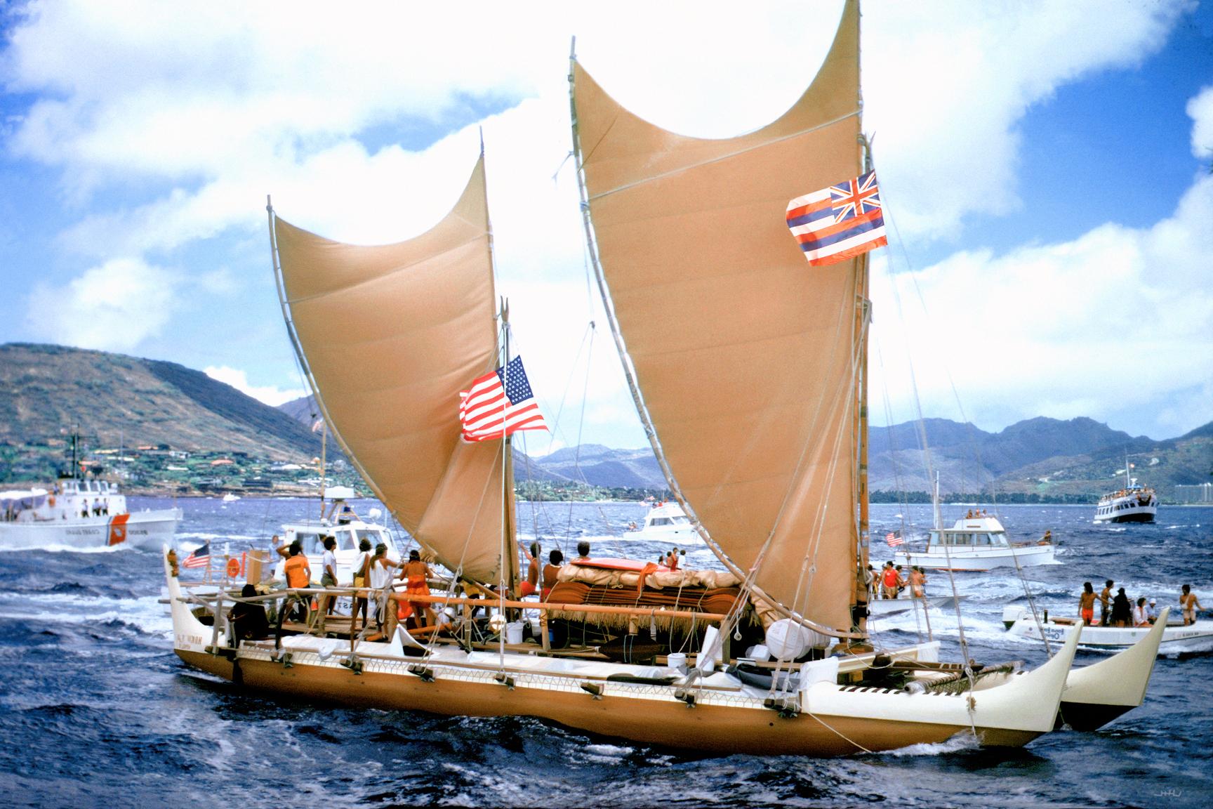 1975年，Hokulea驶入塔希提岛