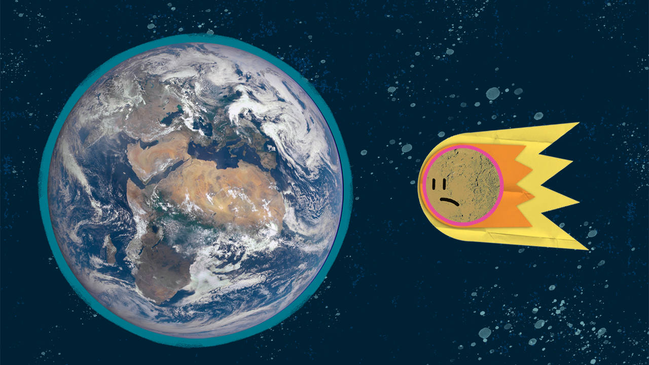 一颗小行星冲向地球的插图